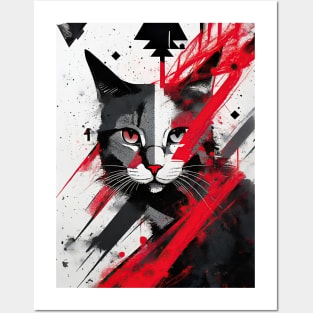 Cat Portrait: Baron Meow's Crimson Streak Posters and Art